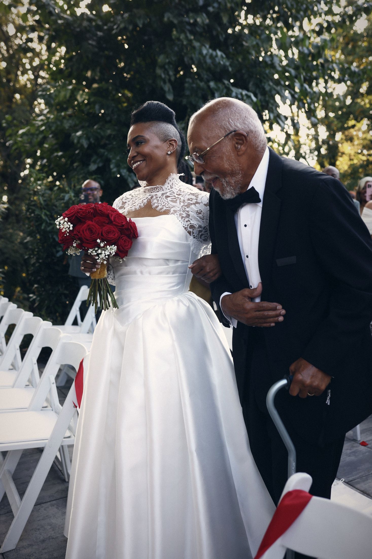 Bride walking down the aisle with her father