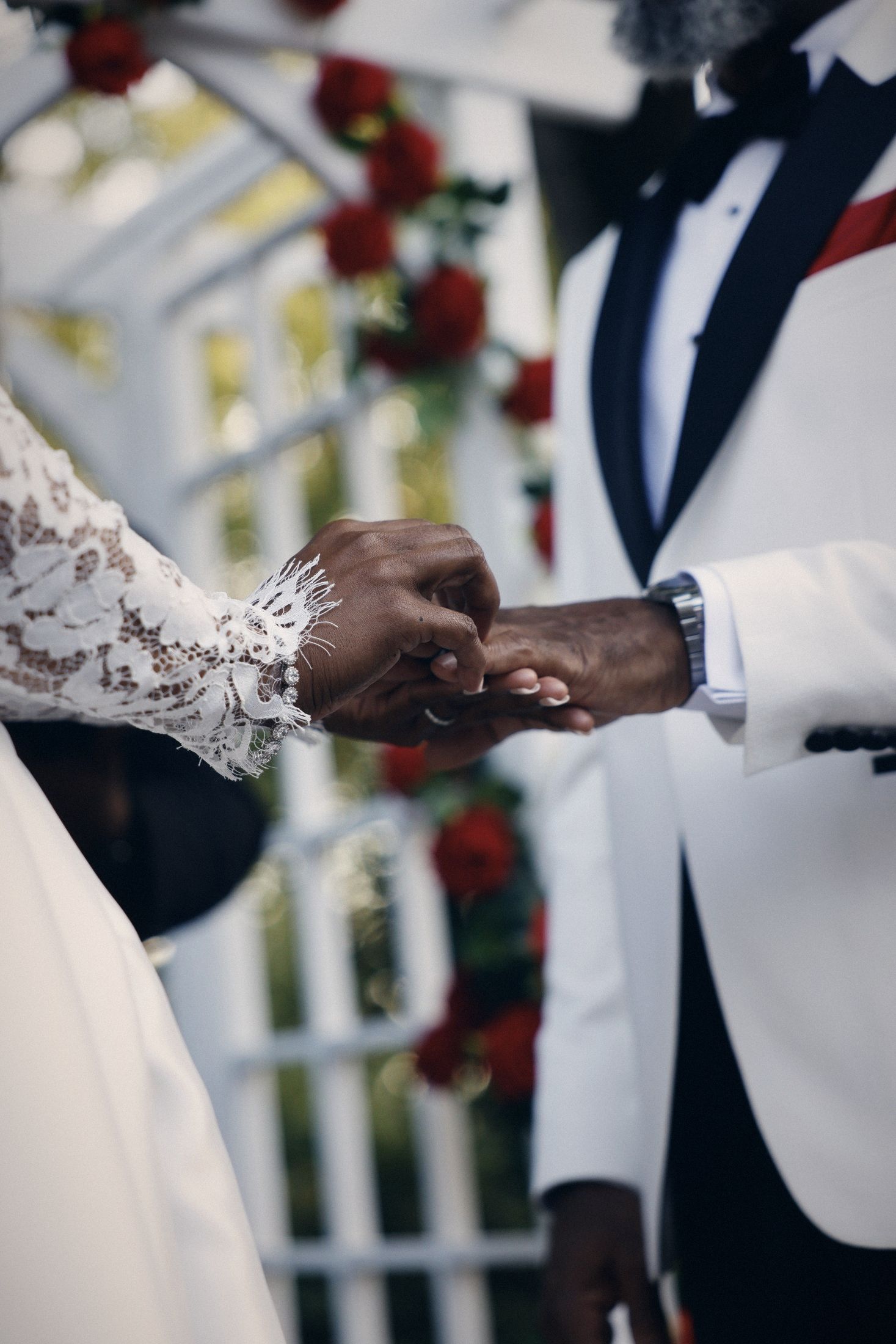 Close up of hands during the ring exchange